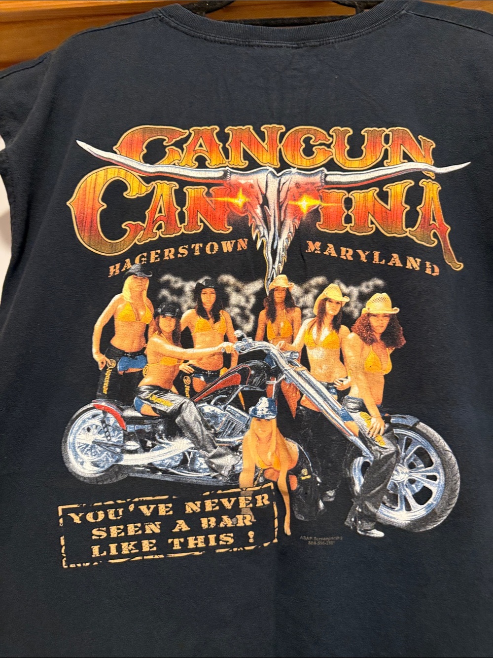 Gildan Navy Sleeveless Tank with Orange and Yellow Cancun Graphic
